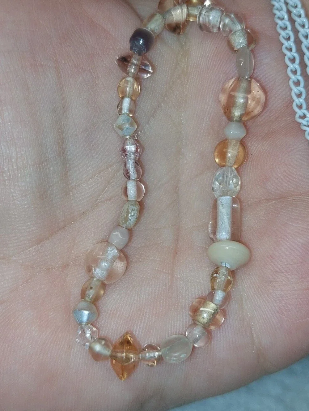 Pink Bead Bracelet, White Pendant Necklace & Pink Bead Dangle Earrings Set.glass